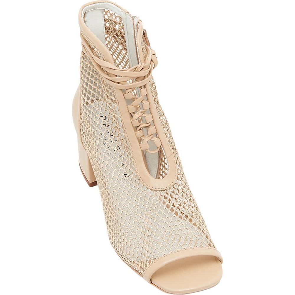 Daniella Sheval Nola Mesh Lace Leather Open Toe Ankle Boot Beige Nude 36.5 /Us 6 — image 6 of 8